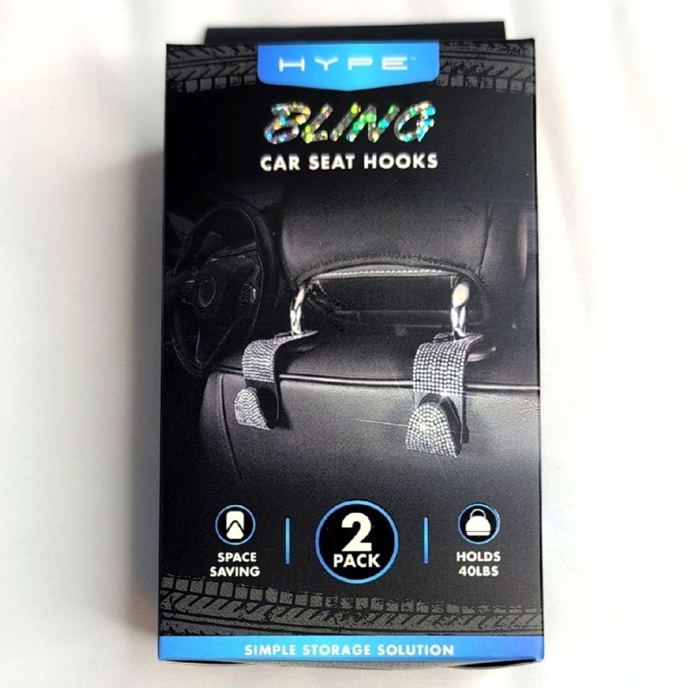 Hype Bling Car Seat Hooks 2 Pack, NEW